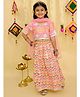Junitos Cotton Woven Half Sleeves Abstract Printed Lehenga Choli With Dupatta Set - Pink