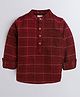 The Sandbox Clothing Co Cotton Woven Full Sleeves Checked Kurta Style Shirt - Maroon