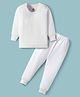 Mom's pet Cotton Knit Full Sleeves Solid Thermal Set - White