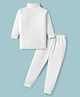 Mom's pet Cotton Knit Full Sleeves Solid Thermal Set -  White