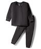 Mom's pet Cotton Knit Full Sleeves Solid Thermal Set - Grey