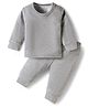 Mom's pet Cotton Knit Full Sleeves Solid Thermal Set - Light Grey
