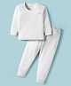 Mom's pet Cotton Knit Full Sleeves Solid Thermal Set -  White