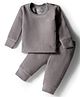 Mom's pet Fleece  Knit Full Sleeves Solid Thermal Set - Light Grey