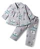 Mom's pet Fleece Knit Full Sleeves Floral Printed Night Suit Set - Grey
