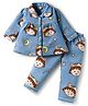Mom's pet Fleece Knit Full Sleeves Moon & Stars Printed Night Suit Set - Blue
