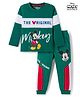 Babyhug Disney Single Jersey Knit Full Sleeves Cut & Sew T-Shirt & Lounge Pant Set with Mickey Mouse Graphic - Green