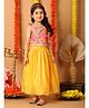 Kinder Kids Cotton Woven Sleeveless Floral Printed & Gota Lace Embellished Lehenga Choli Set - Yellow