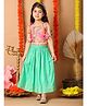 Kinder Kids Cotton Woven Sleeveless Floral Printed & Gota Lace Embellished Lehenga Choli Set - Green