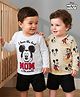 Babyoye Disney Single Jersey Knit Full Sleeves T-Shirt with Mickey Mouse Graphic Pack of 2 - White