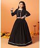 Fashion Dream Silk Woven Abstract Embroidered Lehenga Choli With Three Fourth Sleeves Jacket - Black