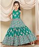 Fashion Dream Cotton Blend Woven Sleeveless Floral Printed Dress - Turquoise