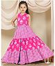 Fashion Dream Cotton Blend Woven Sleeveless Floral Printed  Dress - Pink