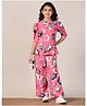 Fashion Dream Cotton Blend Knit Three Fourth Sleeves  Abstract Printed Top & Pant Set - Pink