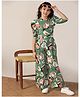 Fashion Dream Cotton Blend Knit Three Fourth Sleeves  Abstract Printed Top & Pant Set - Mehendi