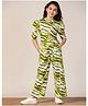 Fashion Dream Cotton Blend Knit Three Fourth Sleeves   Abstract Printed Top & Pant Set - Green