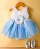 Bluebell T-issue Woven Sleeveless Party Frock with Floral Aplique and Booties - Light Blue
