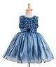 Bluebell Tissue Woven Sleeveless Frock With Floral Applique - Blue