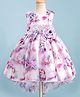 Bluebell Tissue Woven Sleeveless Party Frock With Floral Print & Applique - Purple