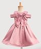 Bluebell Satin Woven Sleeveless Party Frock With Bow Applique - Pink