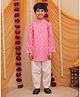 AJ Dezines Cotton Woven Full Sleeves Floral Printed Kurta Pyjama Set - Pink