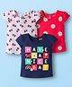 Babyhug 100% Cotton Knit Half Sleeves T-Shirts with Floral & Have A Nice Day Text Print Pack of 3 - Navy Blue Red & White