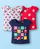 Babyhug 100% Cotton Knit Half Sleeves T-Shirts with Floral & Have A Nice Day Text Print Pack of 3 - Navy Blue Red & White