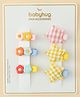 Babyhug Hair Clips with Star & Floral Applique Pack of 6 - Blue Pink