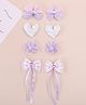 Babyhug Hair Clips with Bow, Floral and Heart Applique Pack of 8 - Purple