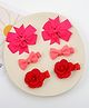 Babyhug Bow & Butterfly Clips With Floral Applique  Free Size Pack of 3 - Red