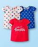 Babyhug 100% Cotton Knit Half Sleeves T-Shirts with Heart & Polka Dot Print Pack of 3 - Navy Blue Red & White