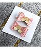 FOLLOW THE NEEDLE Rainbow Designed Bow Applique Detailed Hair Clips - Pink