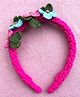 FOLLOW THE NEEDLE Crochet Designed & Floral Applique Detailed Hair Band - Magenta