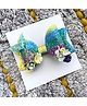 FOLLOW THE NEEDLE Bow Applique Detailed Mermaid Tail & Glittered Designed Hair Clip - Blue
