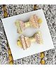 FOLLOW THE NEEDLE Bow Applique Detailed Sequins Embellished Hair Clips - Pink & Yellow