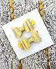 FOLLOW THE NEEDLE Bow Applique Embroidered Hair Clips -Yellow