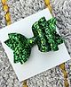 FOLLOW THE NEEDLE Shimmer & Bow Embellished  Hair Clip - Green