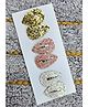 FOLLOW THE NEEDLE Set Of 3 Shimmer Detailed Hair Clips -  Golden Pink White
