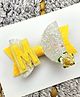 FOLLOW THE NEEDLE M Alphabet Designed Bow Applique Detailed Hair Clip - Yellow