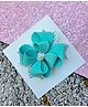 FOLLOW THE NEEDLE Felt Bow Applique Detailed Alligator Hair Clip - Blue