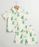 Sweetlime by A.S Cotton Woven Half Sleeves Alligator Printed Coordinating Shirt & Shorts Set - Off White