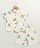 Sweetlime by A.S Cotton Woven Half Sleeves Alligator Printed Coordinating Shirt & Shorts Set - Off White