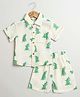 Sweetlime by A.S Cotton Woven Half Sleeves Alligator Printed Coordinating Shirt & Shorts Set - Off White