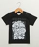 Sweetlime by A.S Cotton Knit Half Sleeves Doodle Art Printed Tee - Black