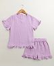 Sweetlime by A.S Organic Cotton Woven Half Sleeves Schiffli Embroidered Coordinating Top & Shorts Set - Purple