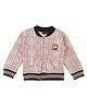 Actuel Cotton Woven Full Sleeves Tartan Checked Brooch Detailed Light Winter Jacket - Pink Cream & Black