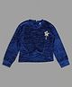 Actuel Velvet Knit Full Sleeves Textured & Star Applique Detailed Crop Top - Blue