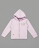 Actuel Knit Full Sleeves Textured & Bear Patch Detailed Hooded Bomber Jacket - Purple