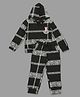 Actuel Woven Full Sleeves Abstract Printed Light Winter  Coordinating Hoodie With Joggers Set - Black & Cream