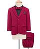 Babyhug Knit Full Sleeves 3 Piece Party Suit With Bow - Maroon